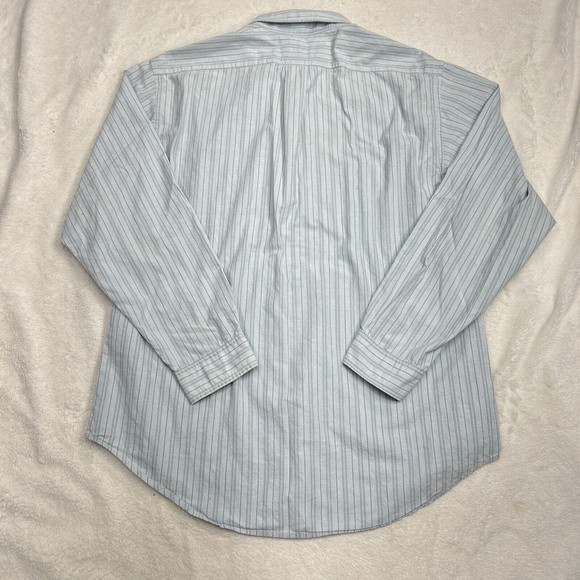 Polo Jeans Ralph Lauren Button Up Shirt Men's Size Large Blue Striped Cotton - Picture 7 of 7